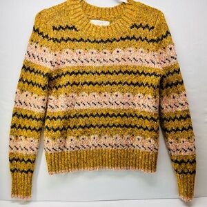 LOFT‎ Women's Mustard and Pink Patterned Sweater